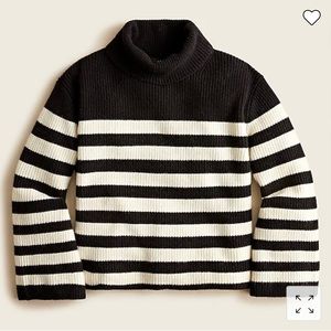 J. Crew Wool and Recycled Cashmere Relaxed Turtleneck in Black/White Stripe